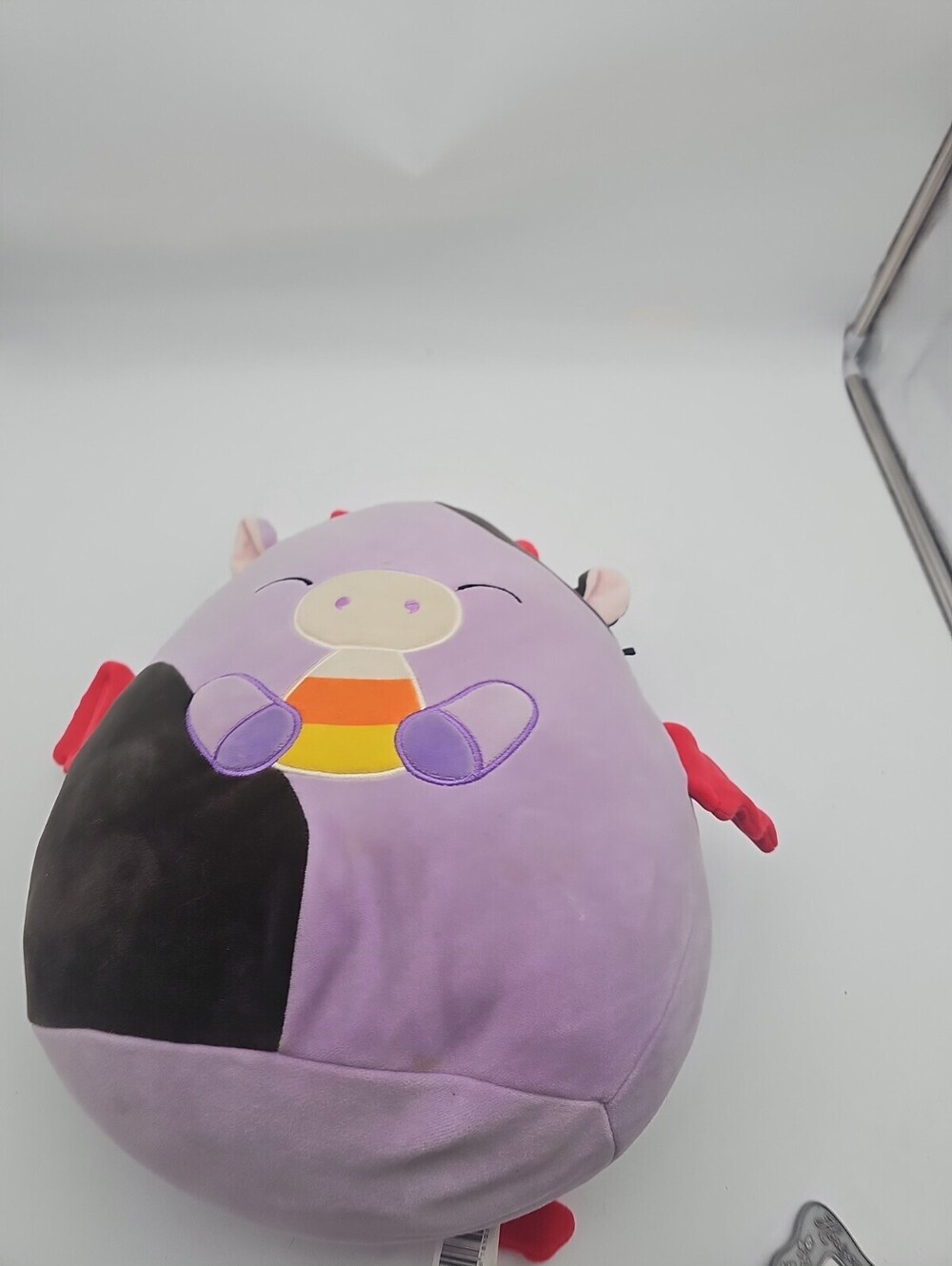 Squishmallows Alexie Cow In Devil Costume Eating Candy Corn Halloween 12" vintag